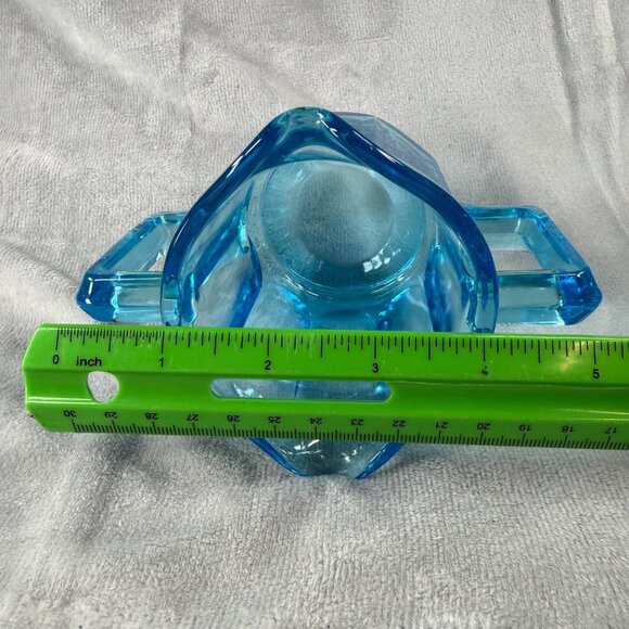 Vintage Art Deco Blue Glass Creamer Sugar Set with Handles Kitchen Dining Decor - Picture 10 of 16
